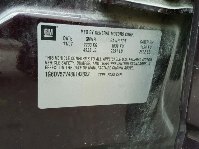 1G6DV57V480142822 - 2008 CADILLAC CTS HI FEA MAROON photo 10