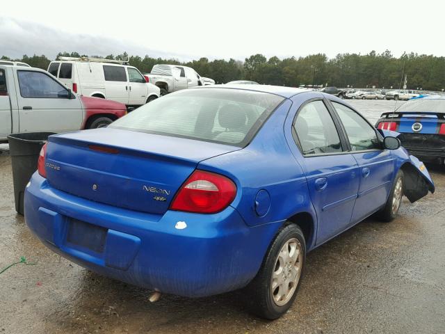 1B3ES56C44D568315 - 2004 DODGE NEON SXT BLUE photo 4