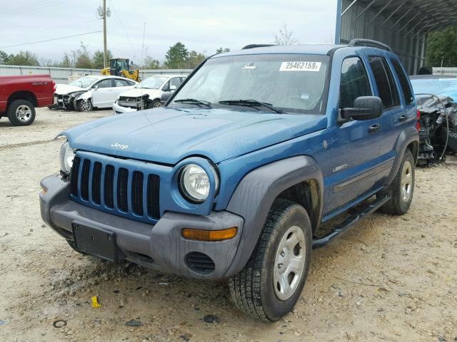 1J4GL48K74W290950 - 2004 JEEP LIBERTY SP BLUE photo 2