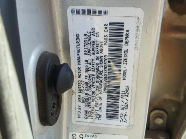 1NXBR32E27Z925709 - 2007 TOYOTA COROLLA CE SILVER photo 10