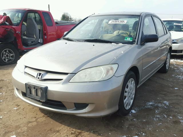 2HGES16535H579398 - 2005 HONDA CIVIC LX GOLD photo 2