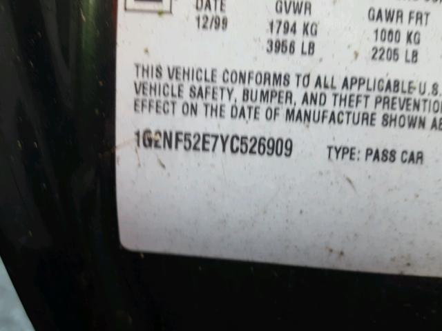 1G2NF52E7YC526909 - 2000 PONTIAC GRAND AM S 绿色 照片 10