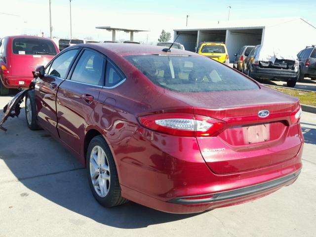 3FA6P0H78ER203979 - 2014 FORD FUSION SE RED photo 3