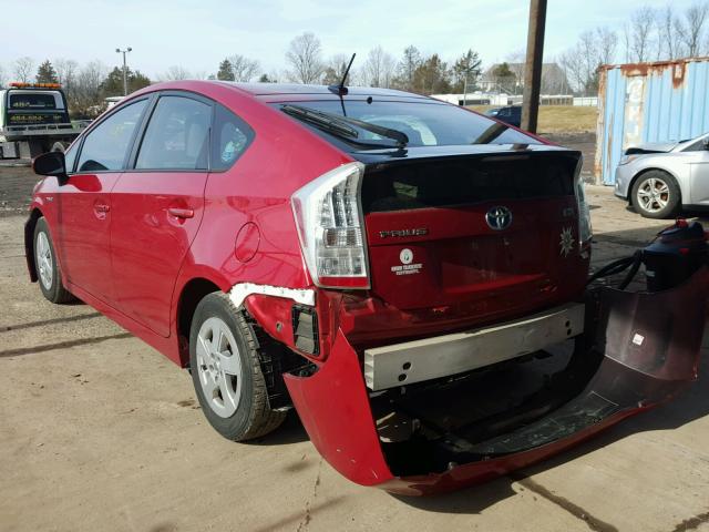 JTDKN3DU7B0283427 - 2011 TOYOTA PRIUS RED photo 3