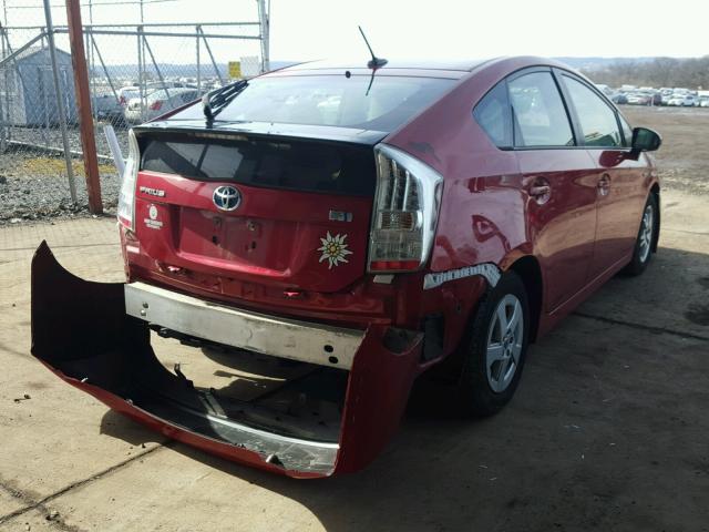 JTDKN3DU7B0283427 - 2011 TOYOTA PRIUS RED photo 4