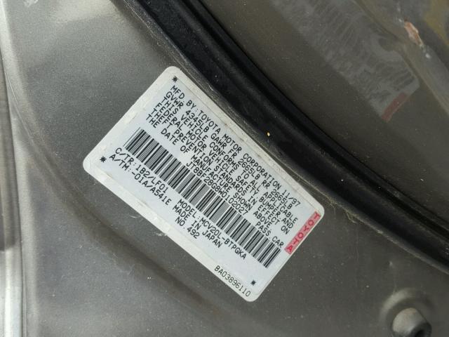 JT8BF28G8W0102027 - 1998 LEXUS ES 300 GRAY photo 10