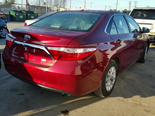 4T1BD1FK3HU216341 - 2017 TOYOTA CAMRY HYBR RED photo 4