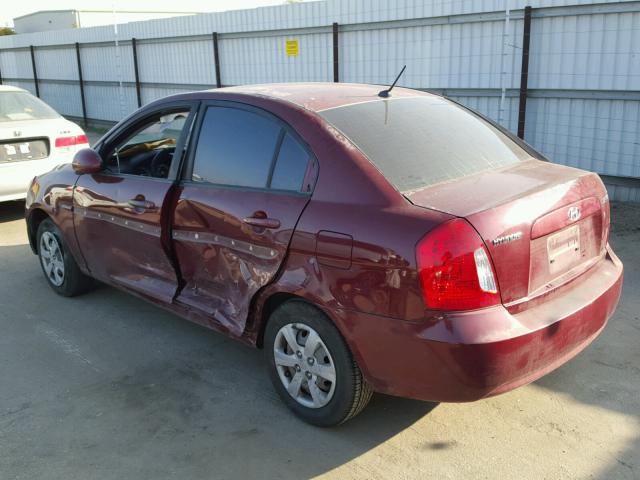 KMHCN46C79U365722 - 2009 HYUNDAI ACCENT GLS MAROON photo 3