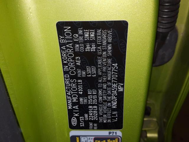 KNDJP3A59E7707754 - 2014 KIA SOUL + GREEN photo 10