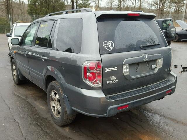 2HKYF187X7H517506 - 2007 HONDA PILOT EXL GRAY photo 3