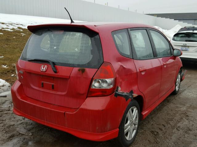 JHMGD37657S023401 - 2007 HONDA FIT S RED photo 4