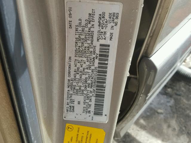 JTJGF10U820121235 - 2002 LEXUS RX 300 GOLD photo 10