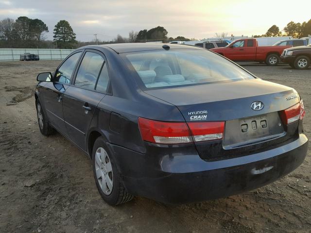 5NPET46C48H391240 - 2008 HYUNDAI SONATA GLS BLUE photo 3