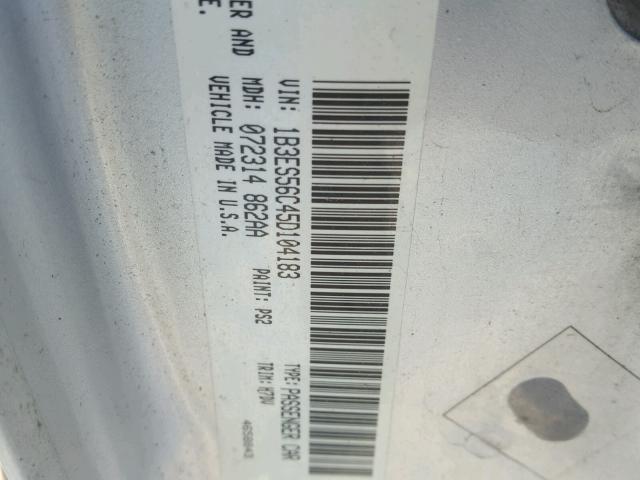 1B3ES56C45D104183 - 2005 DODGE NEON SXT SILVER photo 10