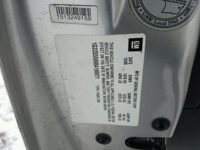 1G2ZG558964196671 - 2006 PONTIAC G6 SE1 SILVER photo 10