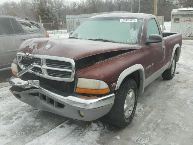 1B7FL26X1YS716228 - 2000 DODGE DAKOTA RED photo 2