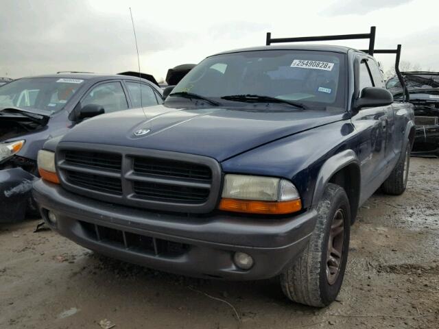 1B7GL12X42S666016 - 2002 DODGE DAKOTA BAS BLUE photo 2