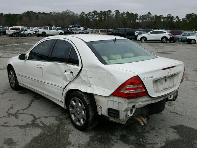 WDBRF61J25F604507 - 2005 MERCEDES-BENZ C 240 WHITE photo 3