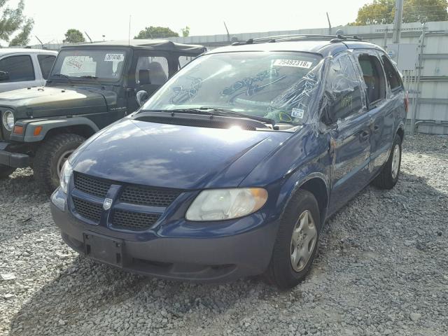 1B4GP25R22B677858 - 2002 DODGE CARAVAN SE BLUE photo 2