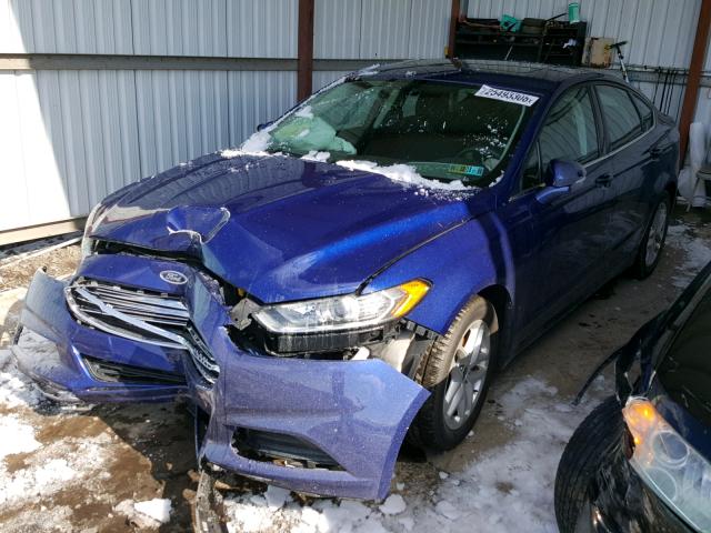 1FA6P0H71E5359199 - 2014 FORD FUSION SE BLUE photo 2