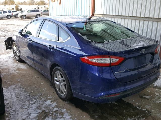 1FA6P0H71E5359199 - 2014 FORD FUSION SE BLUE photo 3