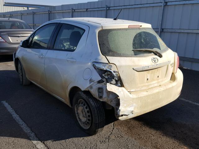 JTDKTUD31DD567599 - 2013 TOYOTA YARIS WHITE photo 3