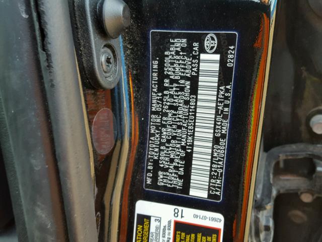 4T1BK1EB5EU114803 - 2014 TOYOTA AVALON BAS 黑色 照片 10