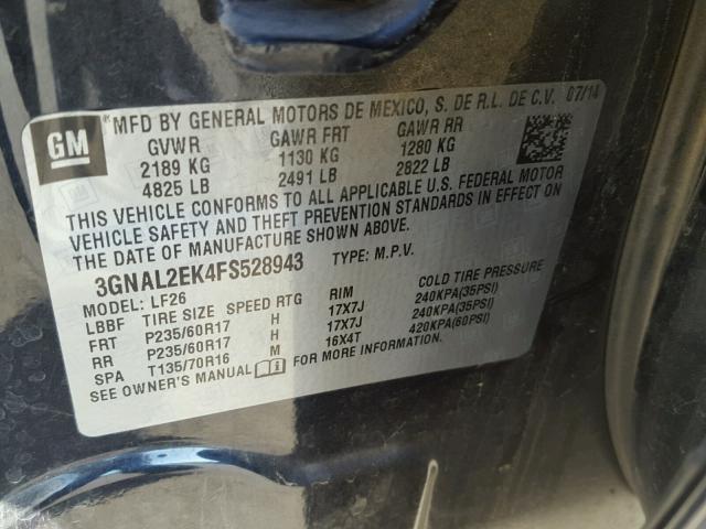 3GNAL2EK4FS528943 - 2015 CHEVROLET CAPTIVA LS 蓝色 照片 10