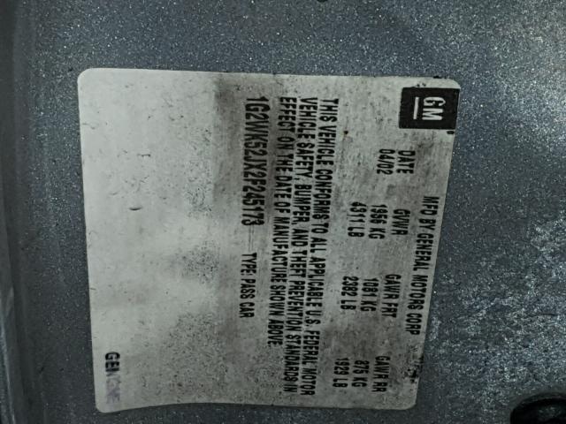 1G2WK52JX2F245173 - 2002 PONTIAC GRAND PRIX Gümüş foto 10