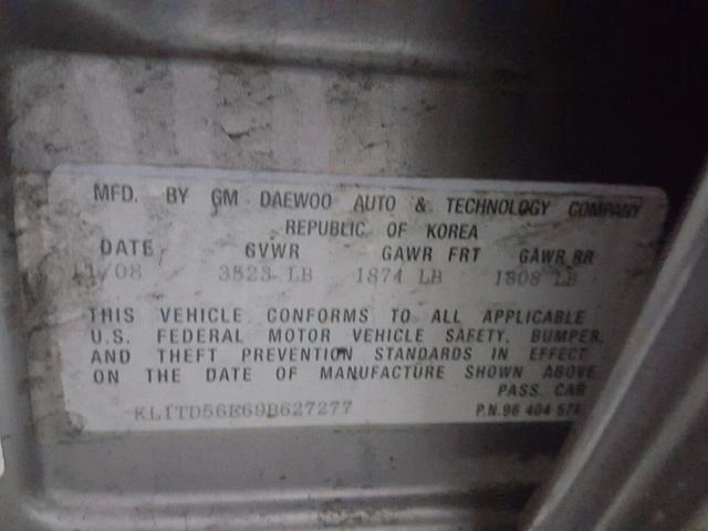 KL1TD56E69B627277 - 2009 CHEVROLET AVEO LS GRAY photo 10