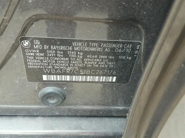WBAFR7C51BC267176 - 2011 BMW 535 I BURN photo 10