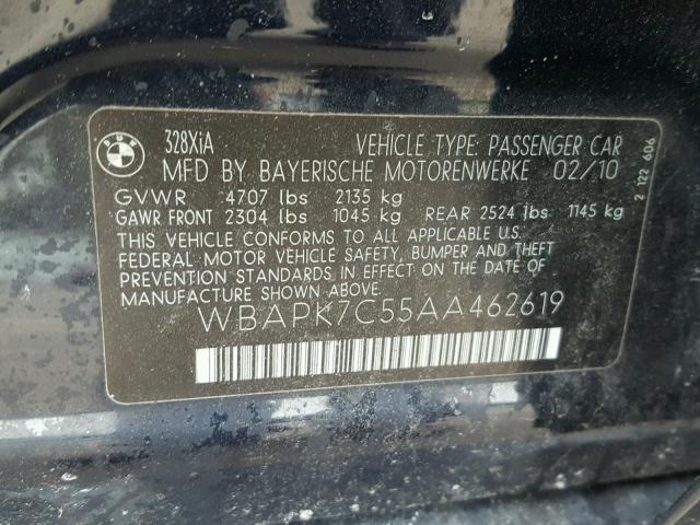 WBAPK7C55AA462619 - 2010 BMW 328 XI Կապույտ լուսանկար 10