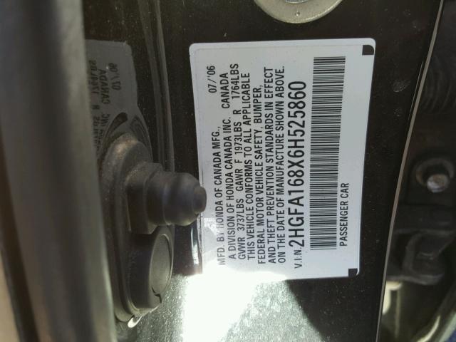 2HGFA168X6H525860 - 2006 HONDA CIVIC EX Qara foto 10