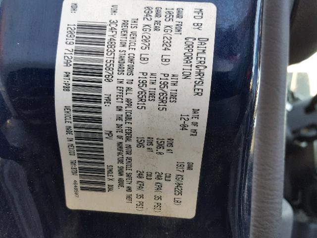 3C4FY48B35T558760 - 2005 CHRYSLER PT CRUISER BLUE photo 10