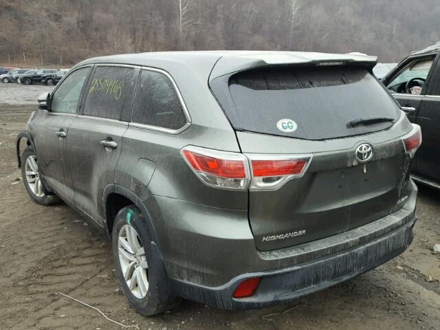 5TDBKRFH5ES010323 - 2014 TOYOTA HIGHLANDER GREEN photo 3