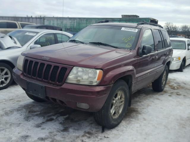 1J4GW58N5YC137224 - 2000 JEEP GRAND CHER BURGUNDY photo 2