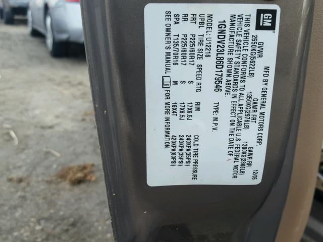 1GNDV23L86D179546 - 2006 CHEVROLET UPLANDER L 棕色 照片 10