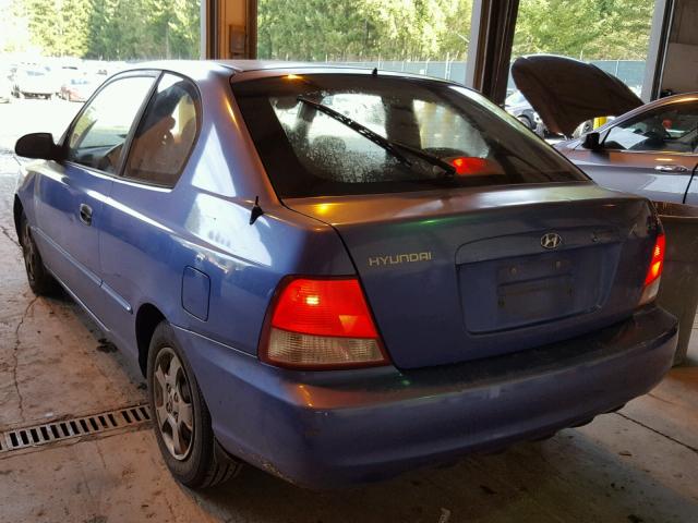 KMHCG35C61U146714 - 2001 HYUNDAI ACCENT GS BLUE photo 3