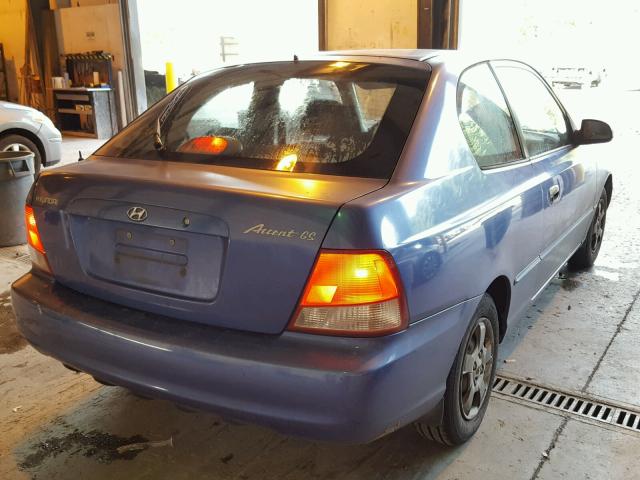 KMHCG35C61U146714 - 2001 HYUNDAI ACCENT GS BLUE photo 4