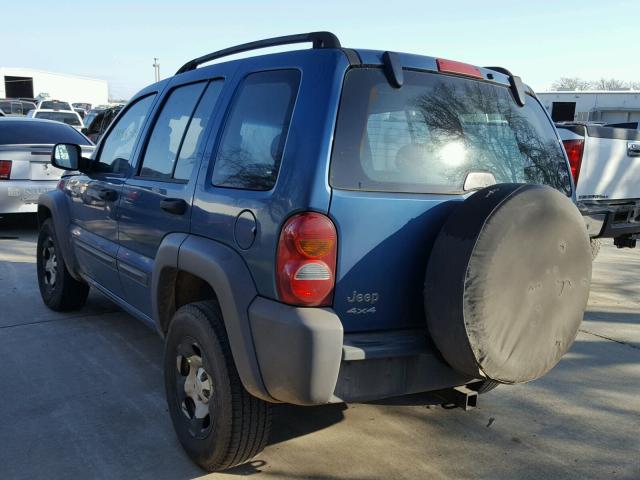 1J4GL48KX4W232301 - 2004 JEEP LIBERTY SP BLUE photo 3