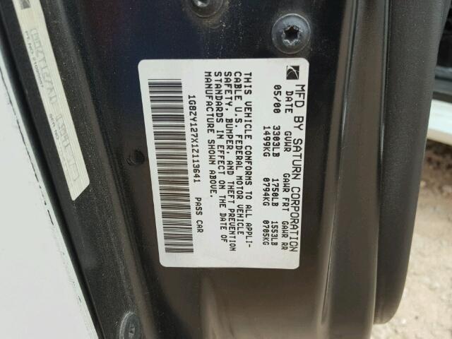 1G8ZY127X1Z113641 - 2001 SATURN SC2 WHITE photo 10