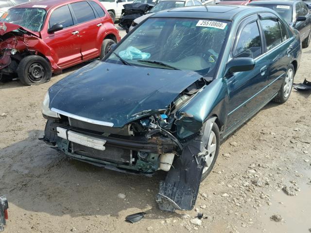 1HGES26772L057458 - 2002 HONDA CIVIC EX მწვანე ფოტო 2