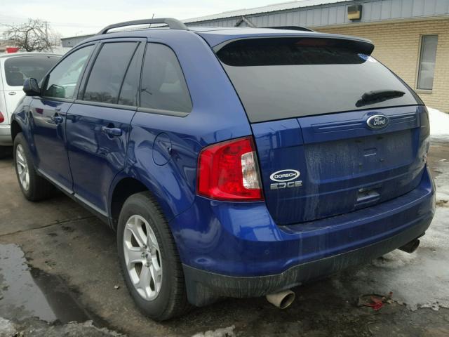 2FMDK4JC0DBA41739 - 2013 FORD EDGE SEL BLUE photo 3