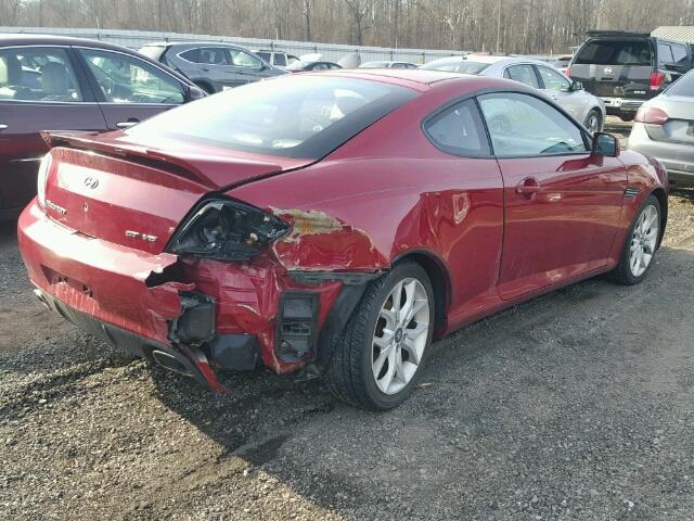 KMHHN66F57U241733 - 2007 HYUNDAI TIBURON GT RED photo 4