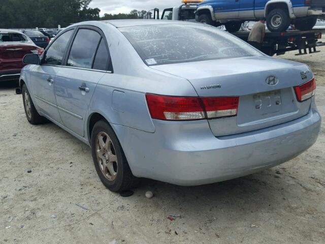 5NPEU46C96H150302 - 2006 HYUNDAI SONATA GLS BLUE photo 3