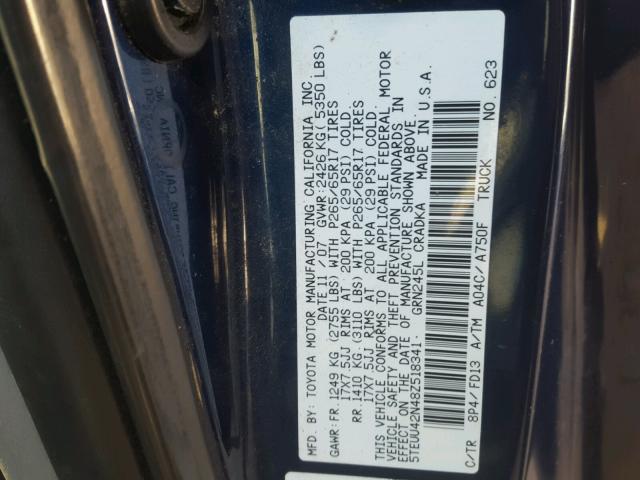 5TEUU42N48Z518341 - 2008 TOYOTA TACOMA ACC BLUE photo 10