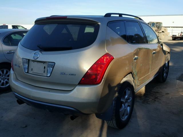 JN8AZ08W94W315244 - 2004 NISSAN MURANO SL GOLD photo 4