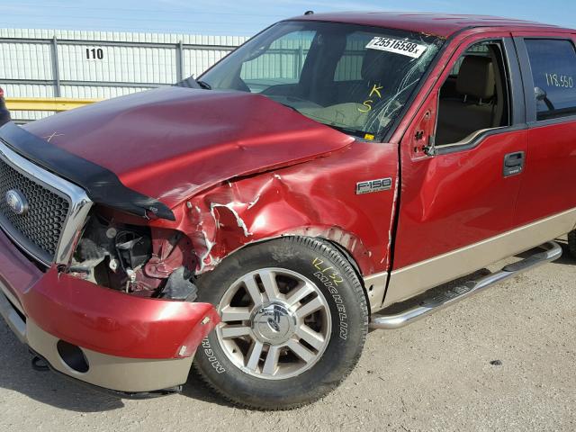 1FTPW14V07KC25025 - 2007 FORD F150 SUPER RED photo 9