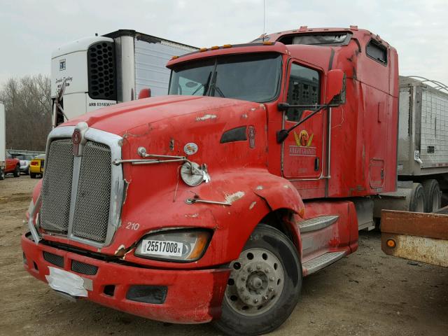 1XKADB9X9AJ221407 - 2010 KENWORTH CONSTRUCTI MAROON photo 2