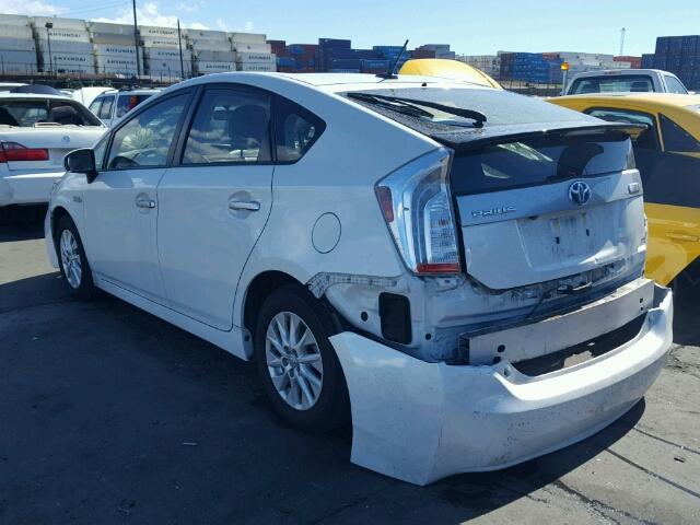 JTDKN3DP3E3058239 - 2014 TOYOTA PRIUS PLUG WHITE photo 3